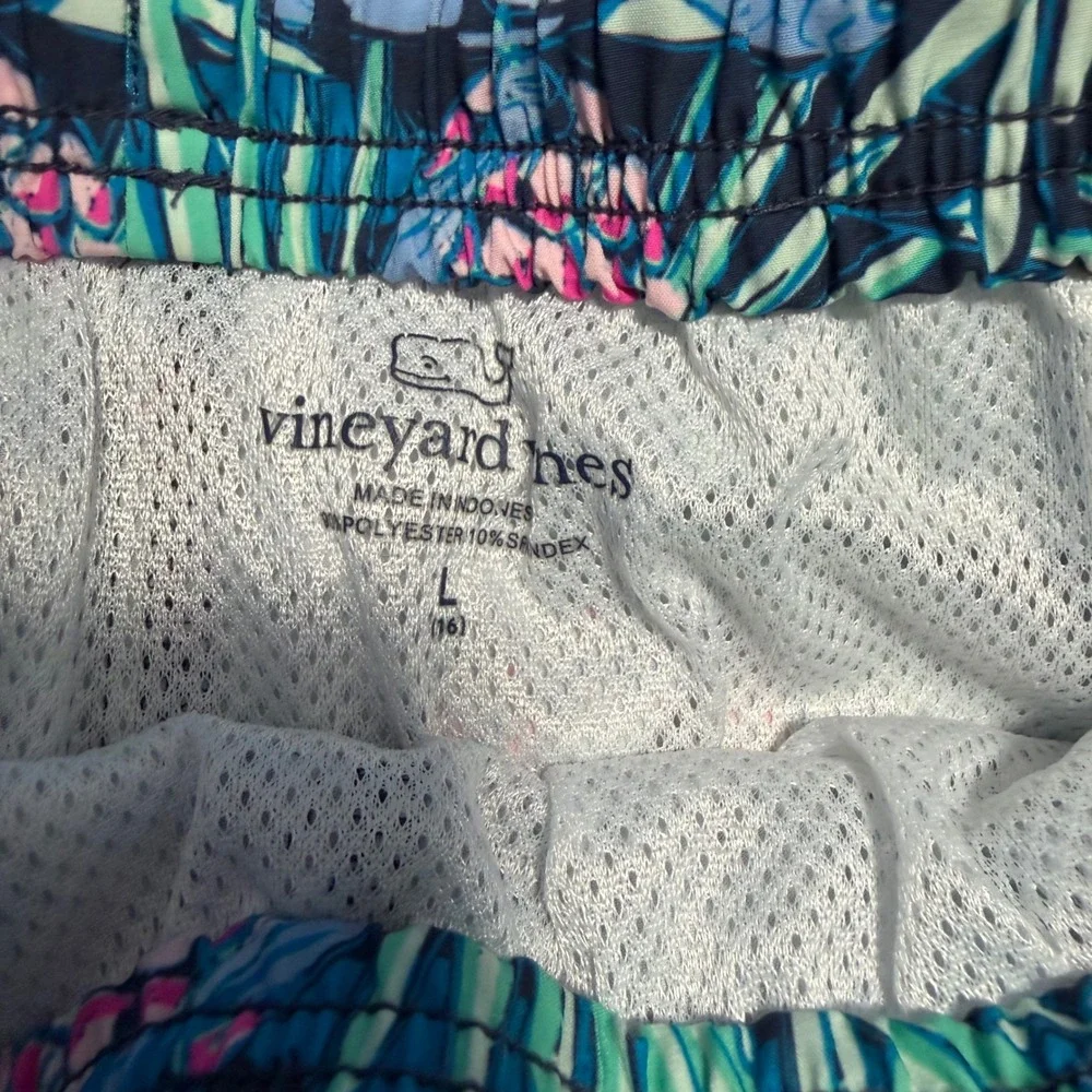 Vineyard Vines Swim Trunks Boys L 16 Blue Turtle Pineapple‎